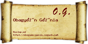 Obagyán Génia névjegykártya